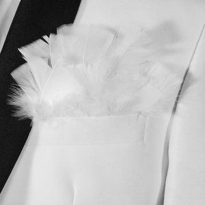 New - White Genuine Feather Pocket Square Insert